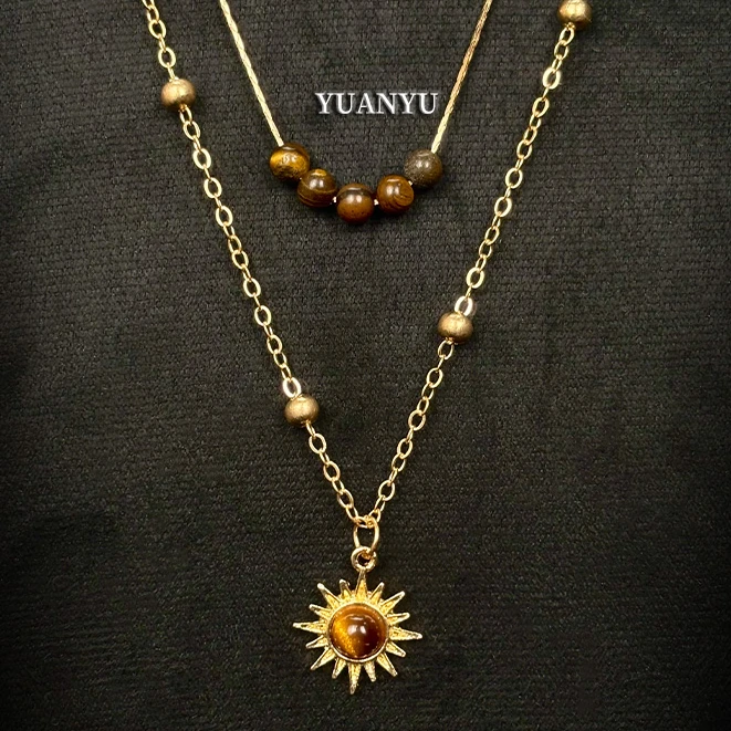 铜合金虎眼石项链 气质百搭简约时尚高级 小太阳