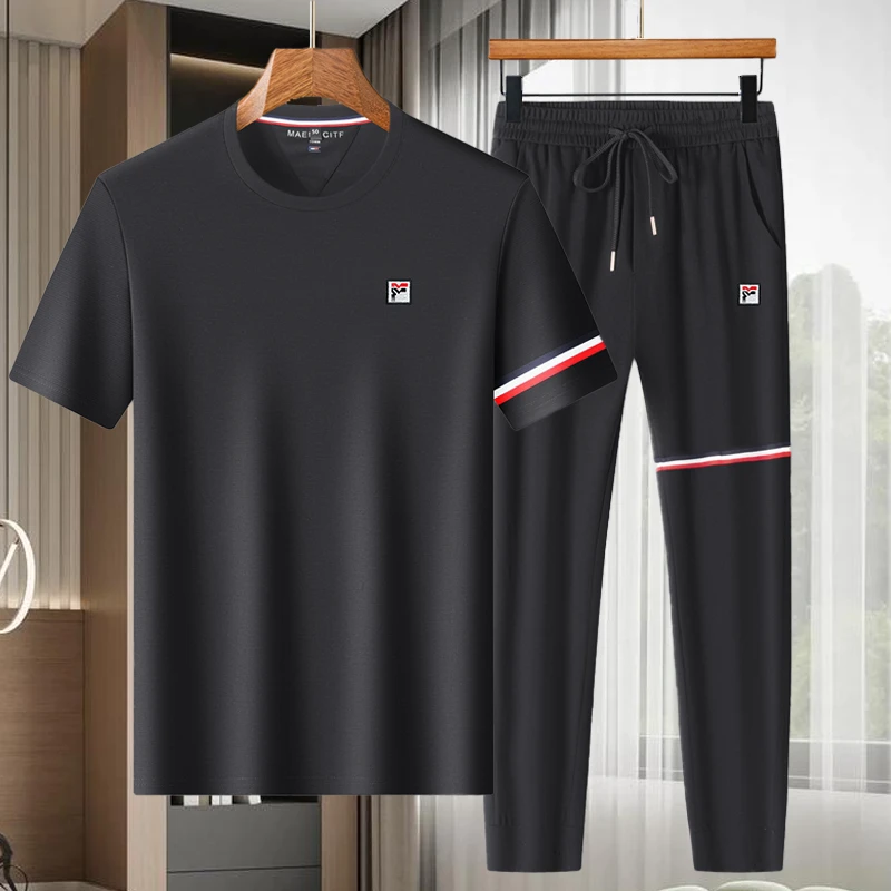 【撤柜款】菲乐动兩件套正品夏季高档短袖休闲运动套装时尚薄款速干