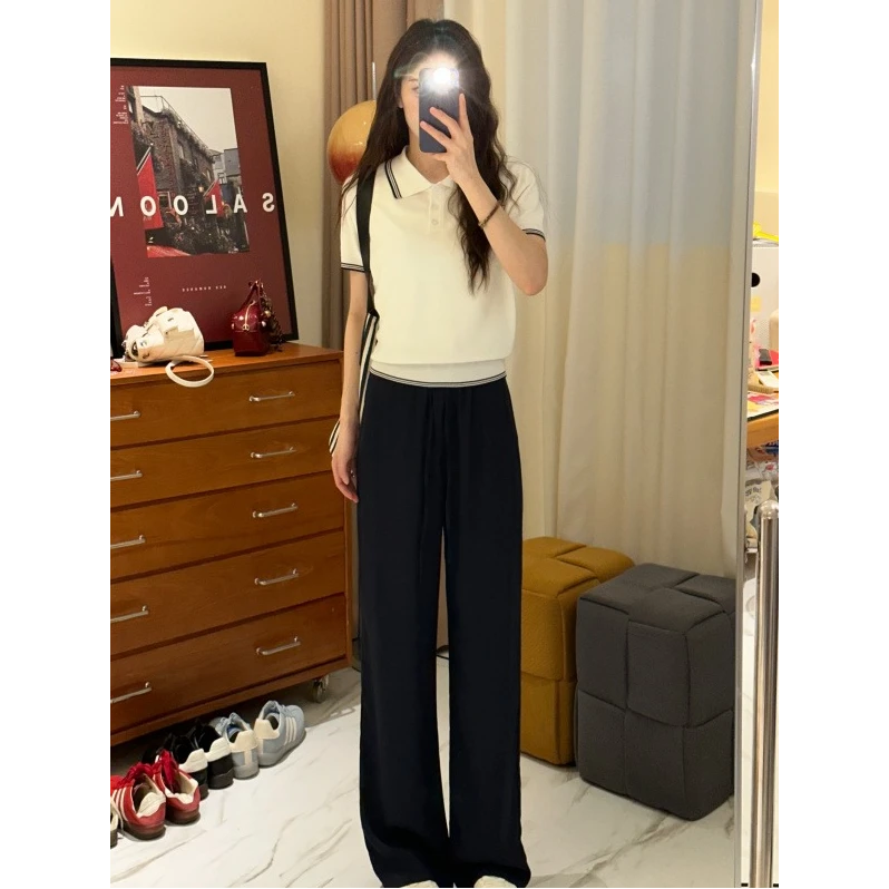 2025夏季新款亚麻天丝直筒裤子高腰显瘦窄版阔腿裤