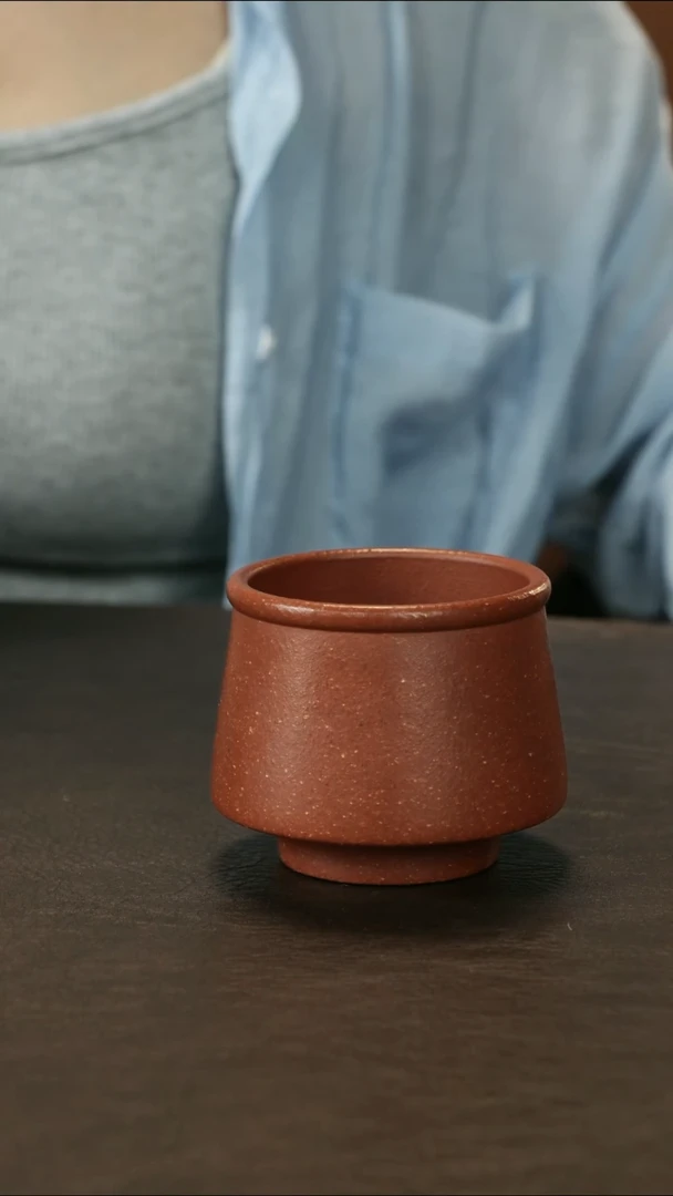 茶杯紫砂粗砂红降坡 主人杯180cc
