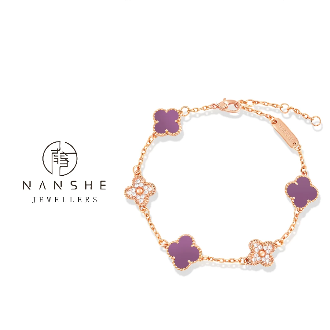 NANSHE/南奢 【V金版本】精工CNC紫色迷你四叶草手链