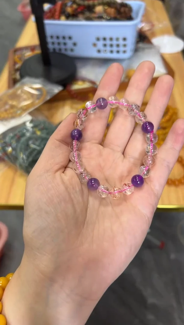 未镶嵌颈饰水晶超七多宝水晶圆珠手链[3871]