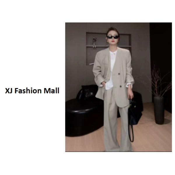 XJ  简约通勤韩版时尚套装秋季简约宽松炸街时尚小西装套装 G0997