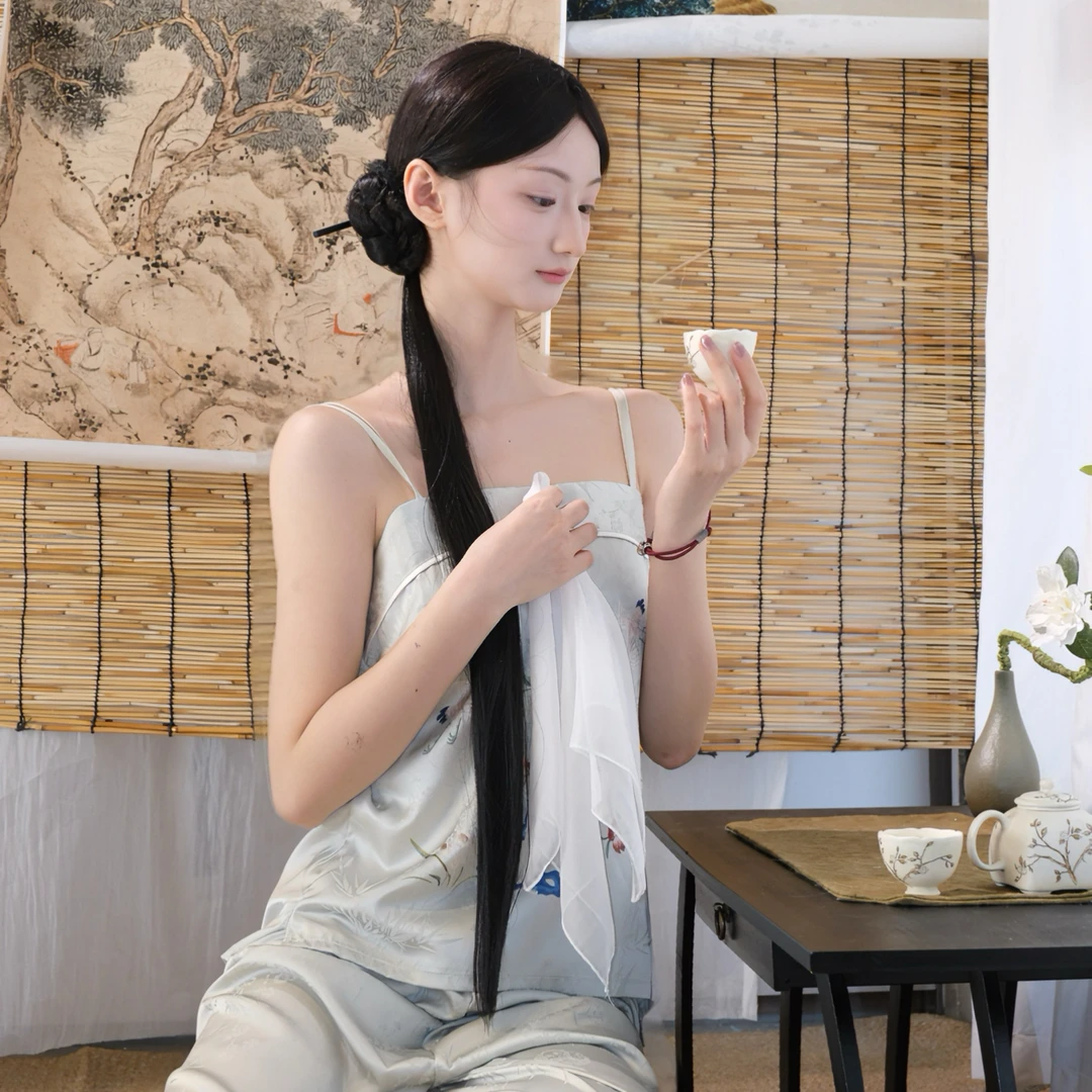 司莉迩定制-新中式松弛感吊带背心春夏宋制套装汉元素