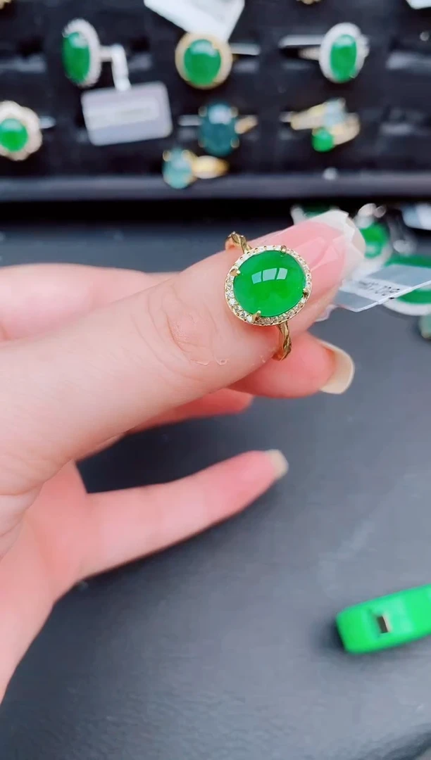 翡翠戒指银S925镶嵌天然a货翡翠293