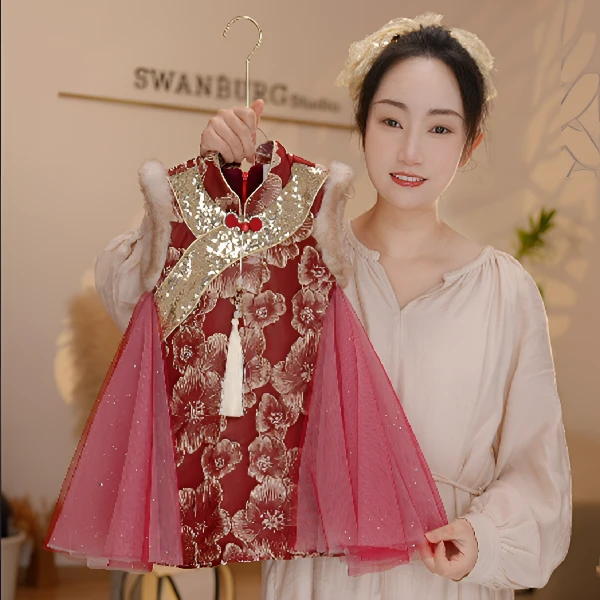 【现货】【Y.k5974】24新款女宝洋气背心裙百搭长袖套装中式中国风