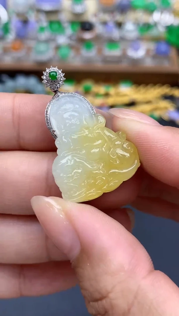 翡翠18K金镶嵌颈饰455-春日珠宝