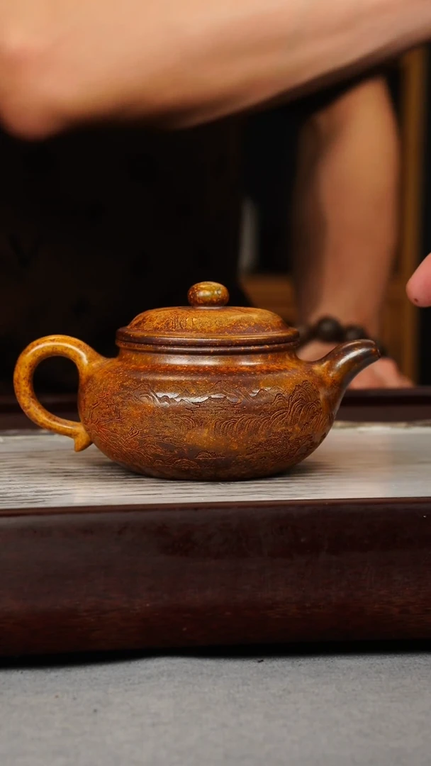【闪购商品】紫砂茶壶龙骨金砂 仿古 观山