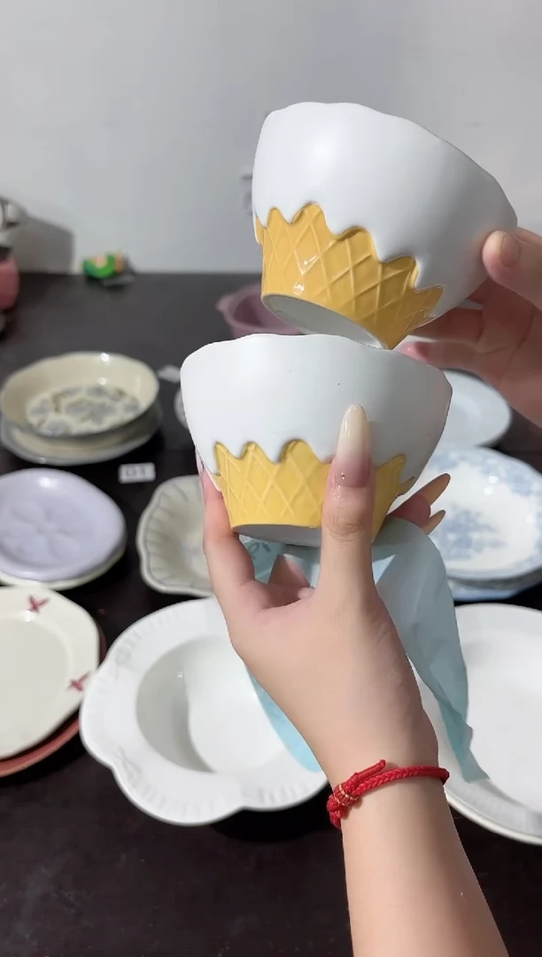 陶直播微瑕白巧米饭碗*2