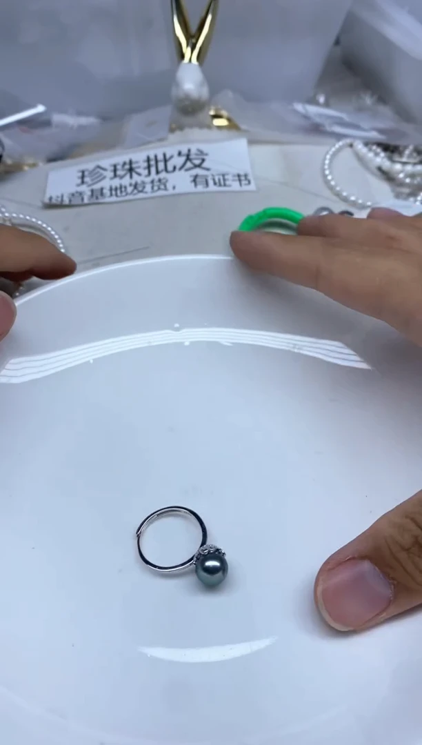 银S925镶嵌戒圈海水珍珠140