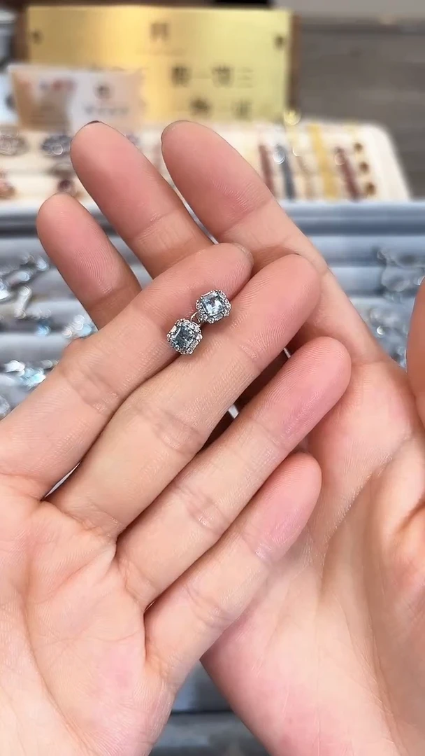 【闪购商品】海蓝宝石耳饰银S925镶嵌09