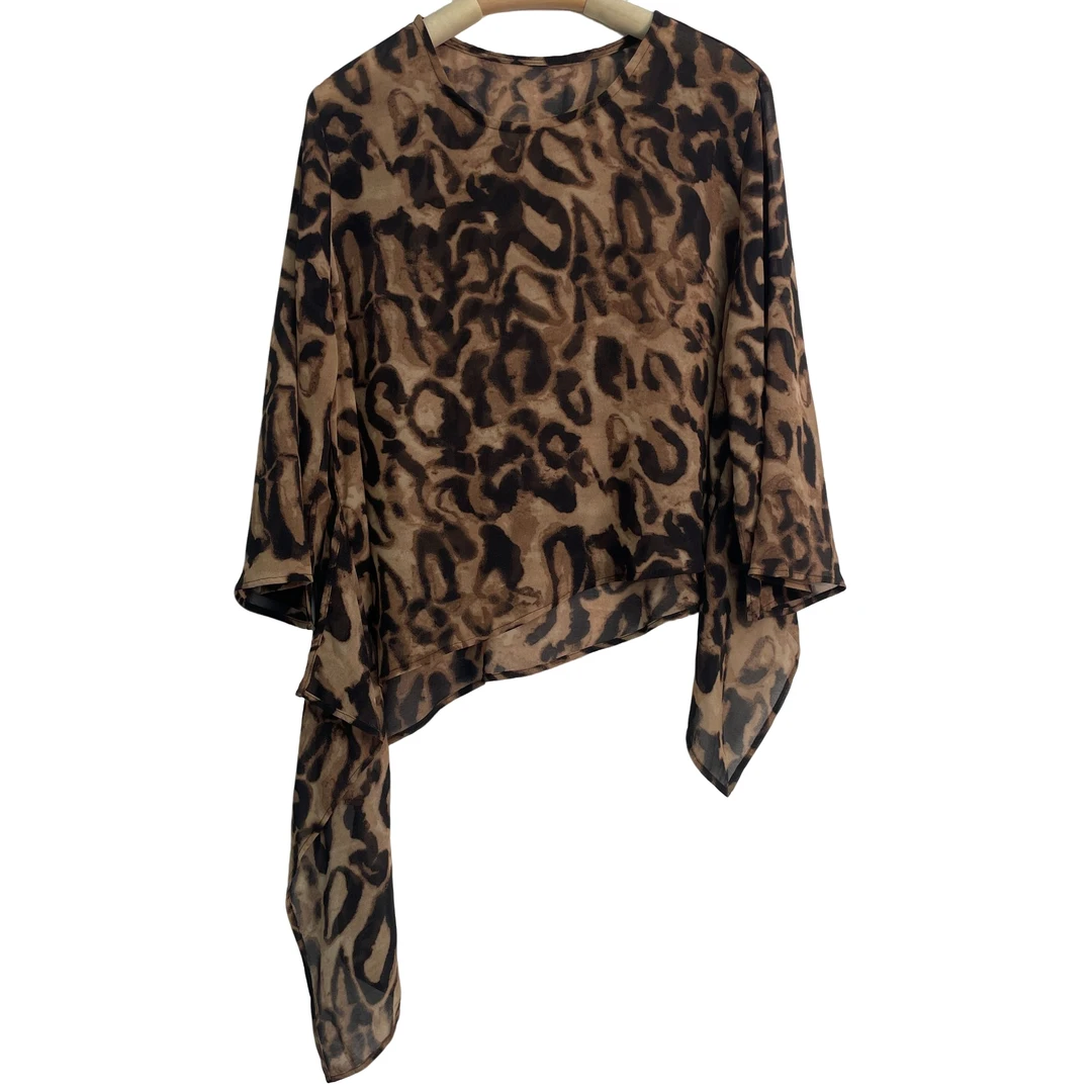 恬小霓（玲玲姐精选）2043/豹纹/小上衣/不规则边边/薄款/时尚