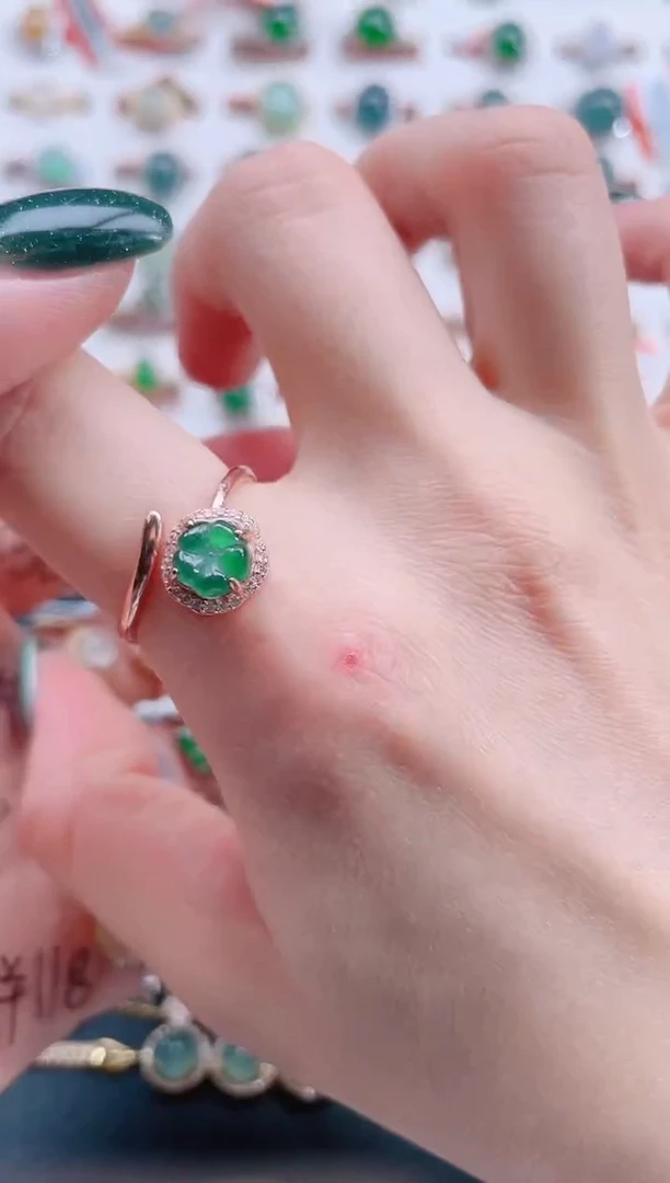 银S925镶嵌戒指翡翠天然翡翠