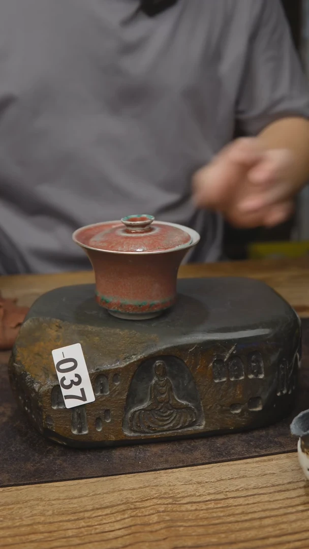 手工茶具柴烧包银037