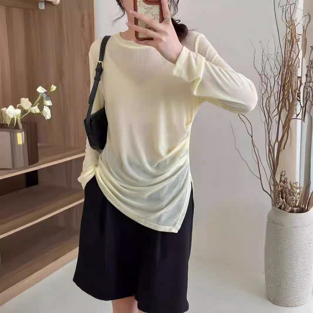 新新定制-微透韩版开叉褶皱女春夏宽松防晒衣102310