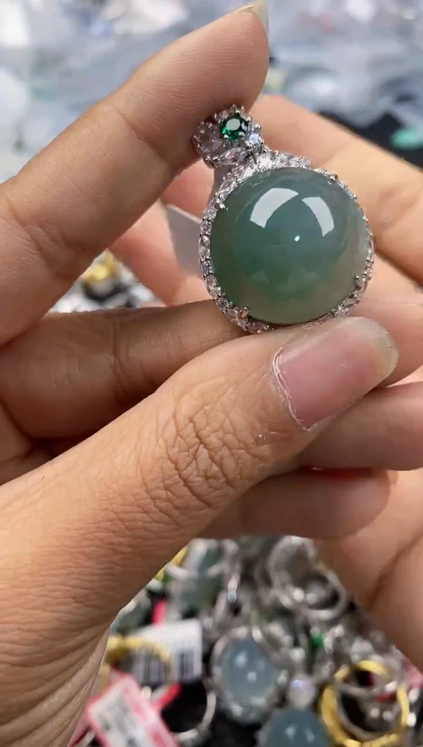 银S925镶嵌戒指翡翠1010---5