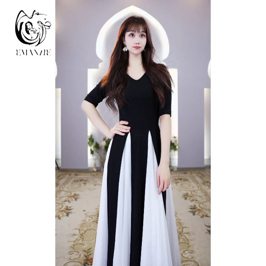 A6120新疆气质连衣裙女大裙摆舞蹈服修身显瘦夏季印花长款纱裙