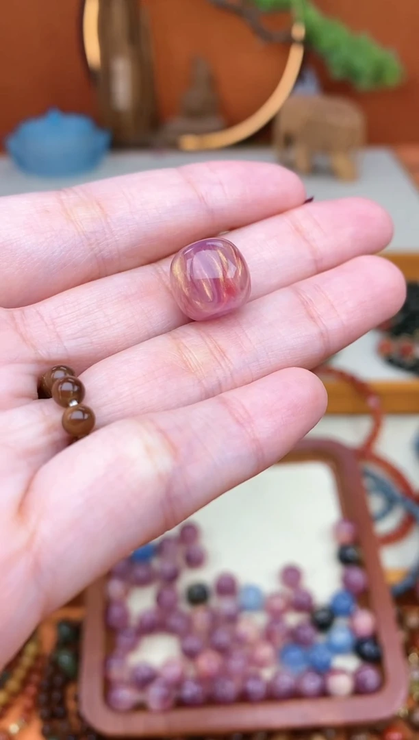 【闪购商品】欧泊顶珠未镶嵌单颗粉色欧泊配饰