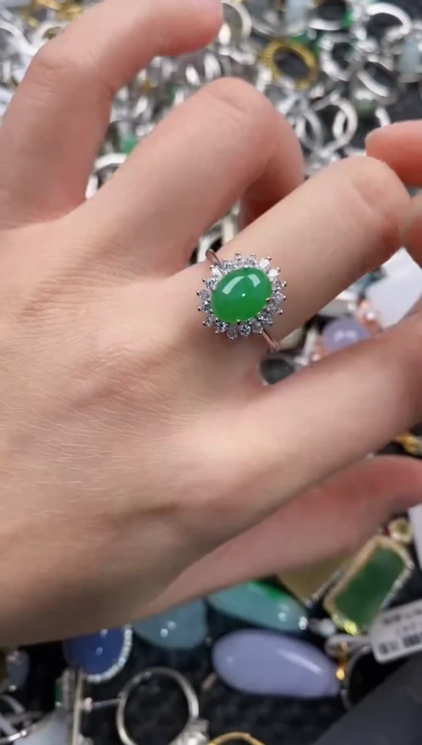 银S925镶嵌戒指翡翠999                   7