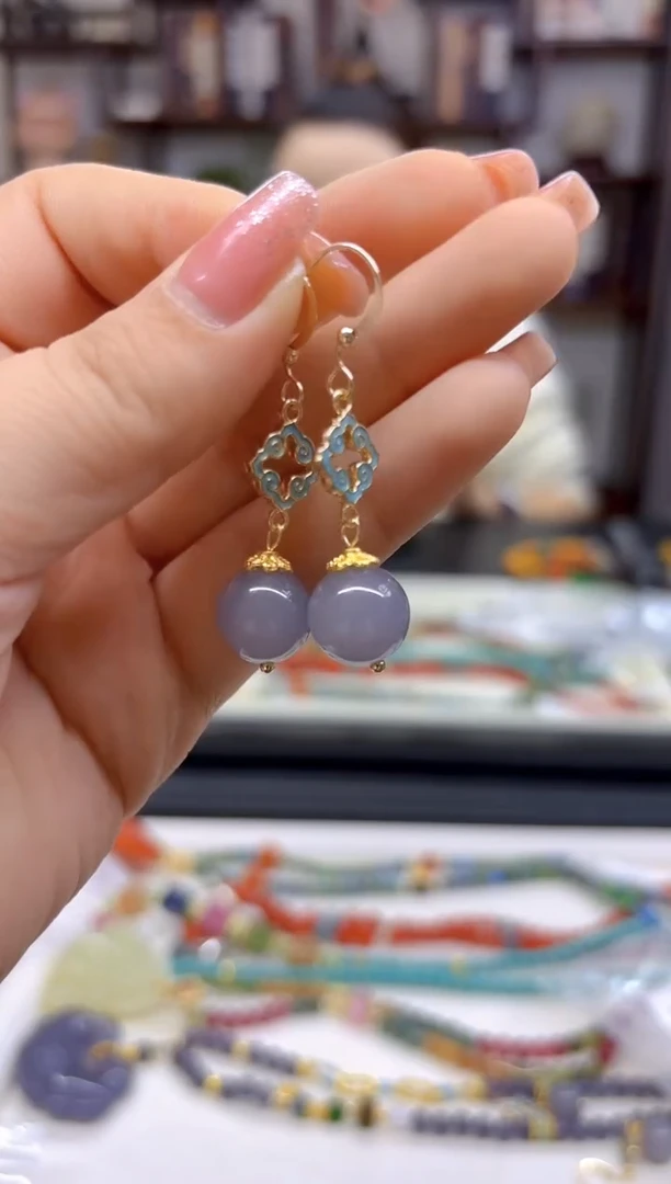 【闪购商品】和田玉耳饰14K金镶嵌E675