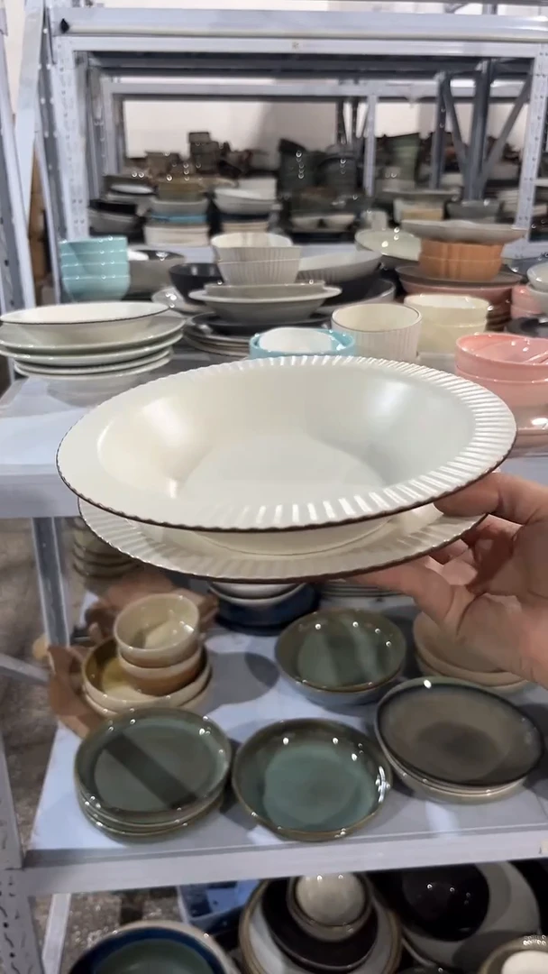 【闪购商品】瓷片外贸尾货瑕疵满20包邮X2咖边浅盘加草帽