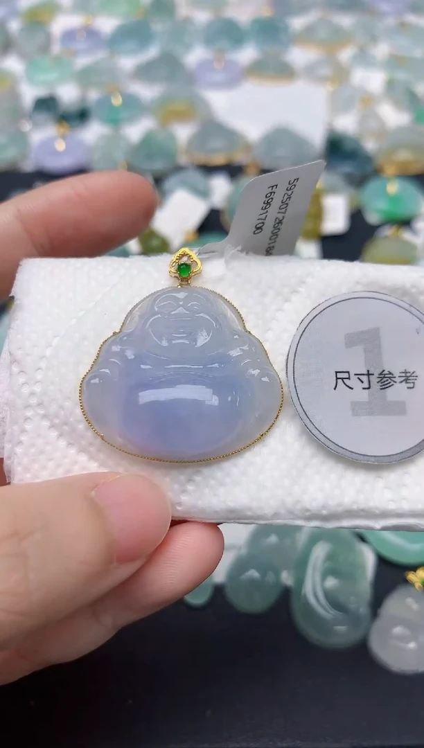 颈饰18K金镶嵌翡翠天然缅甸A货翡翠
