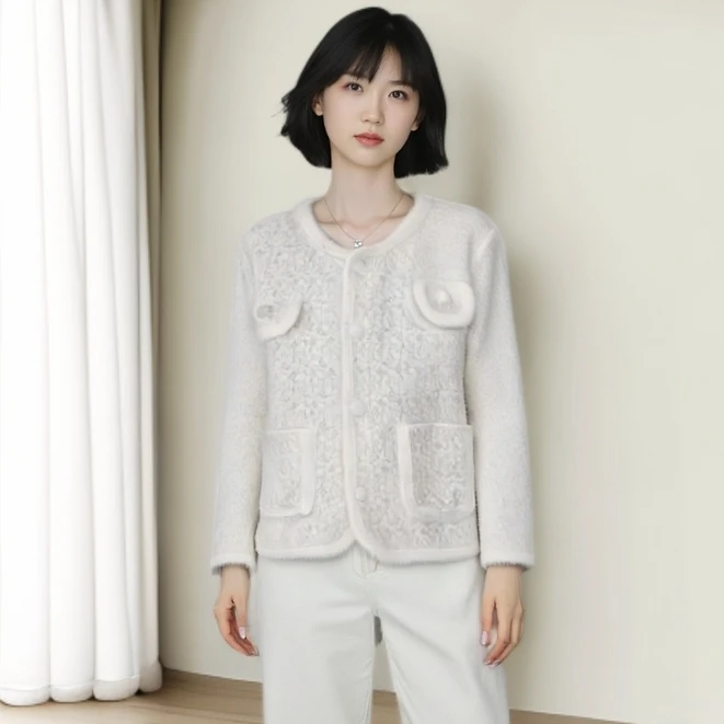 【双口袋小香风开衫】新款气质网红时尚温柔百搭长袖针织衫2026