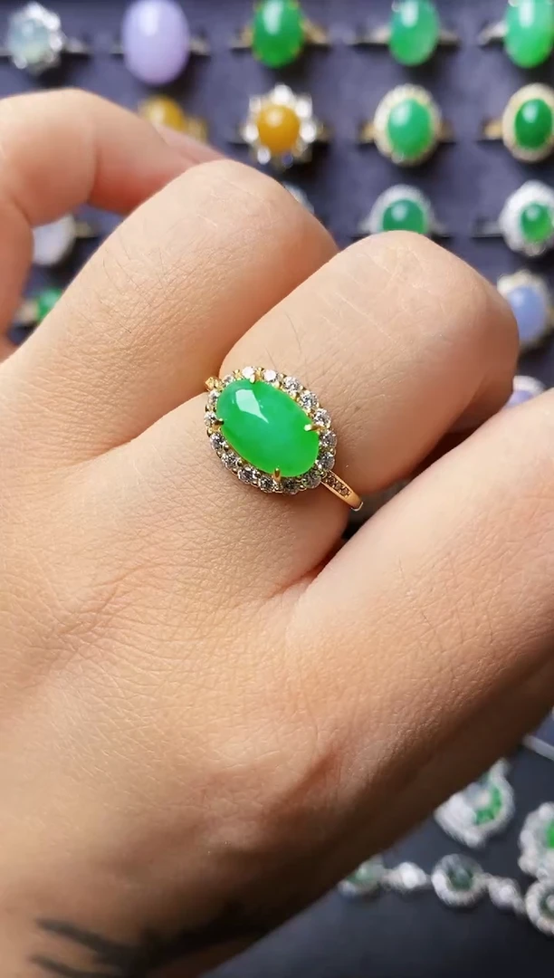 银S925镶嵌戒指翡翠1180