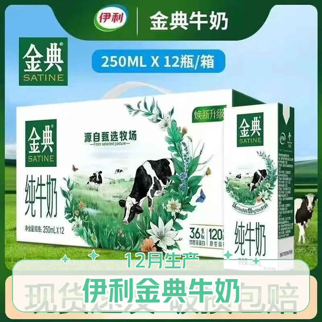 【1月产 两提】伊利金典纯牛奶250ml*12/箱*2