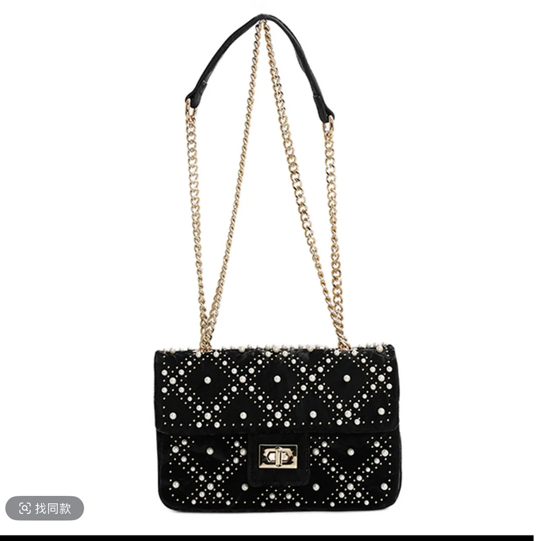 菱格小方包单肩包锁扣耐磨防刮小众斜跨包车缝线腋下  393