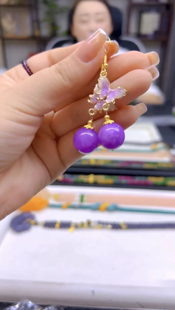 翡翠14K金镶嵌耳饰DIY款E737