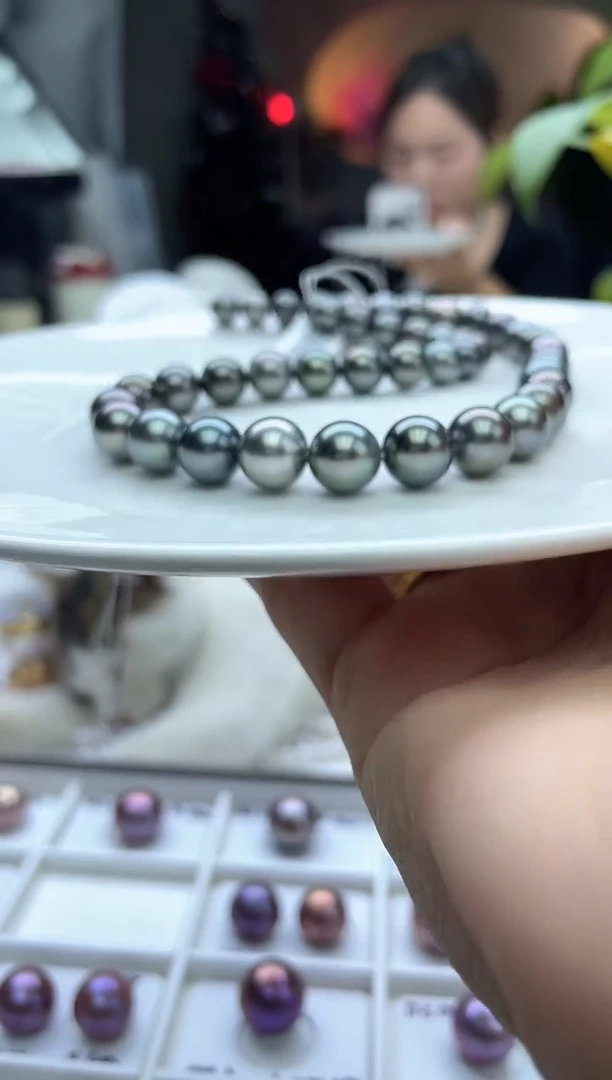 未镶嵌项链海水珍珠8-11mm黑钢琴(多样性发一）