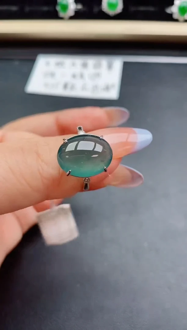 翡翠戒指银S925镶嵌5080
