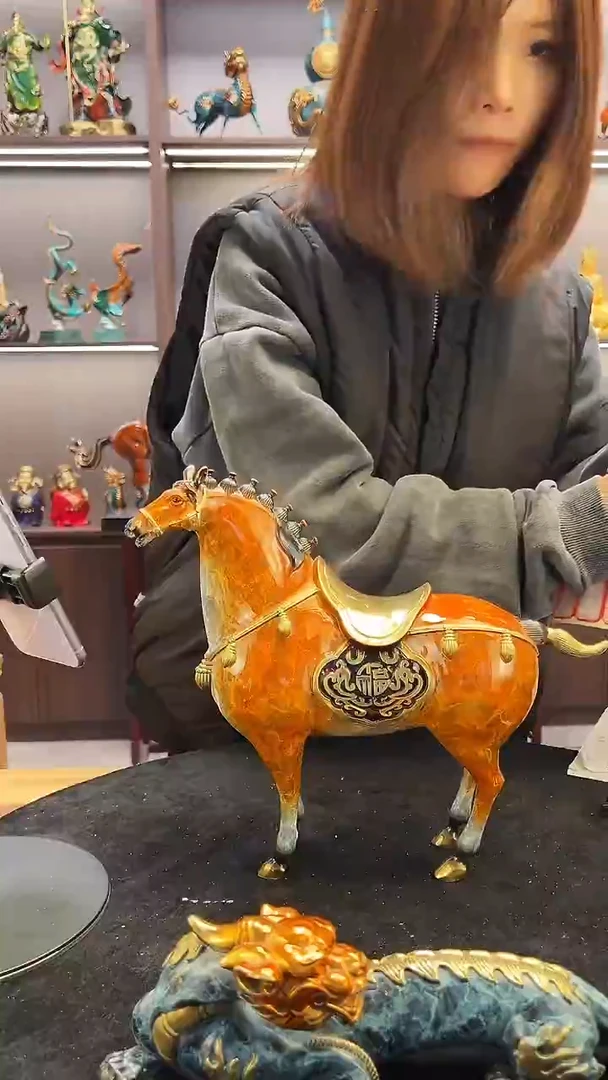 黄铜唐马摆件  （9号）