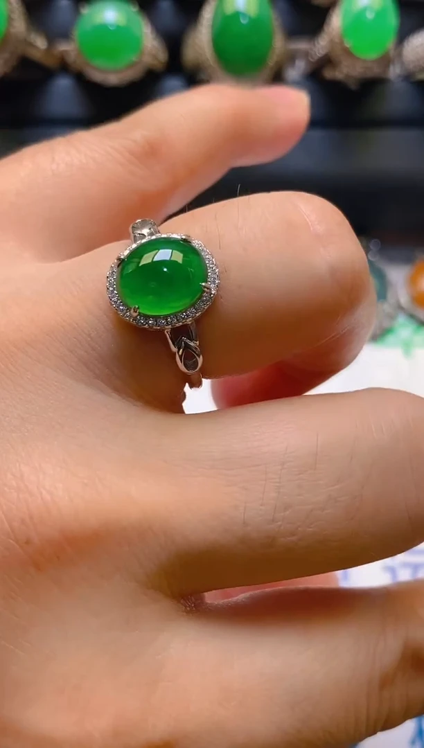 【闪购商品】翡翠耳饰银S925镶嵌天然A货翡翠1