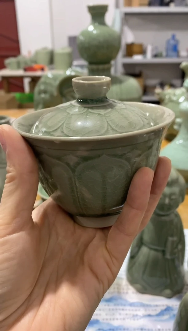 【闪购商品】耀州窑冰裂纹两才盖碗 微瑕XG001