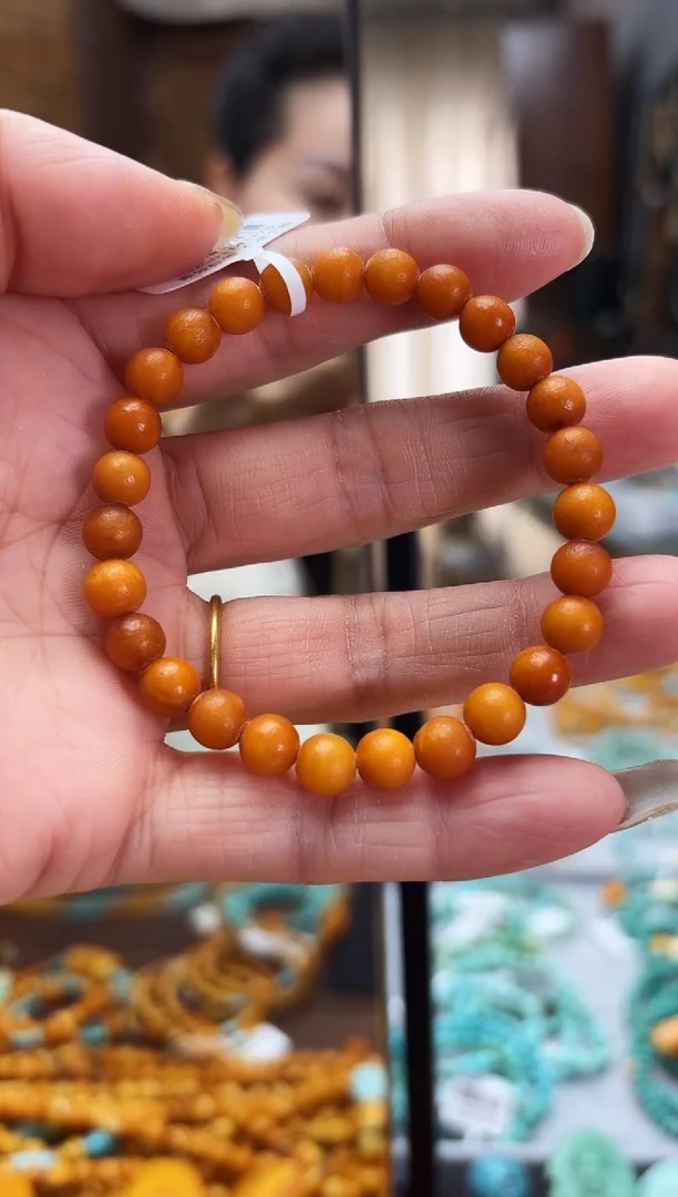 【闪购商品】琥珀裸石未镶嵌6mm圆珠手串多样性发其中一件