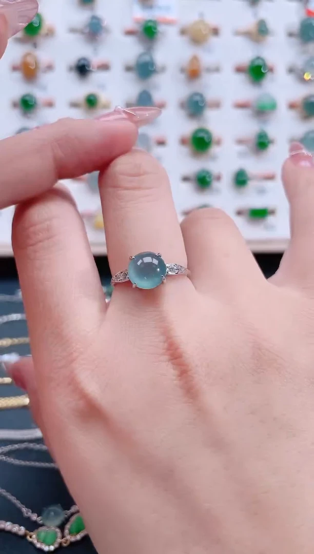 银S925镶嵌戒指翡翠天然翡翠