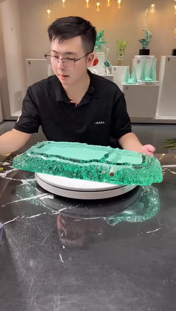 摆件巴比特美学 绿色山河茶盘