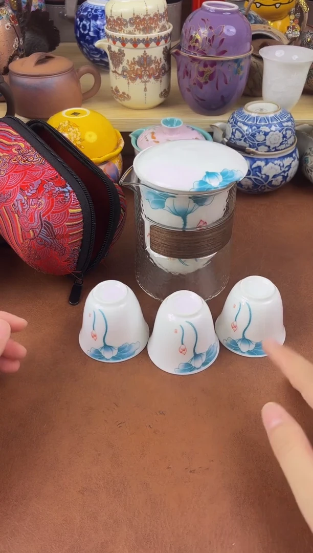 陶瓷茶具摆件旅行套组