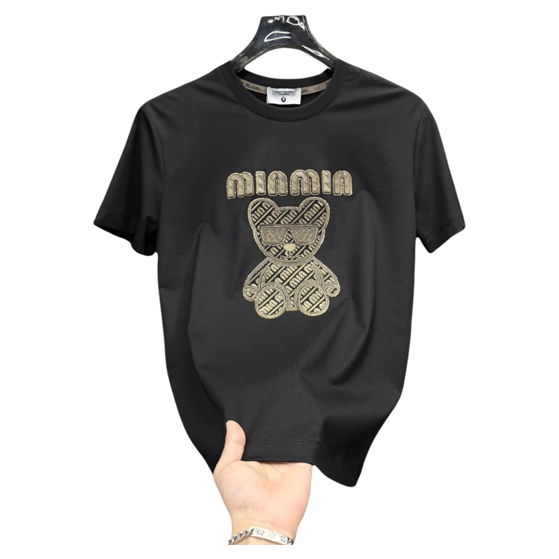 潮牌高端时尚短袖男士夏季新款丝光棉修身圆领半袖体恤青年t恤