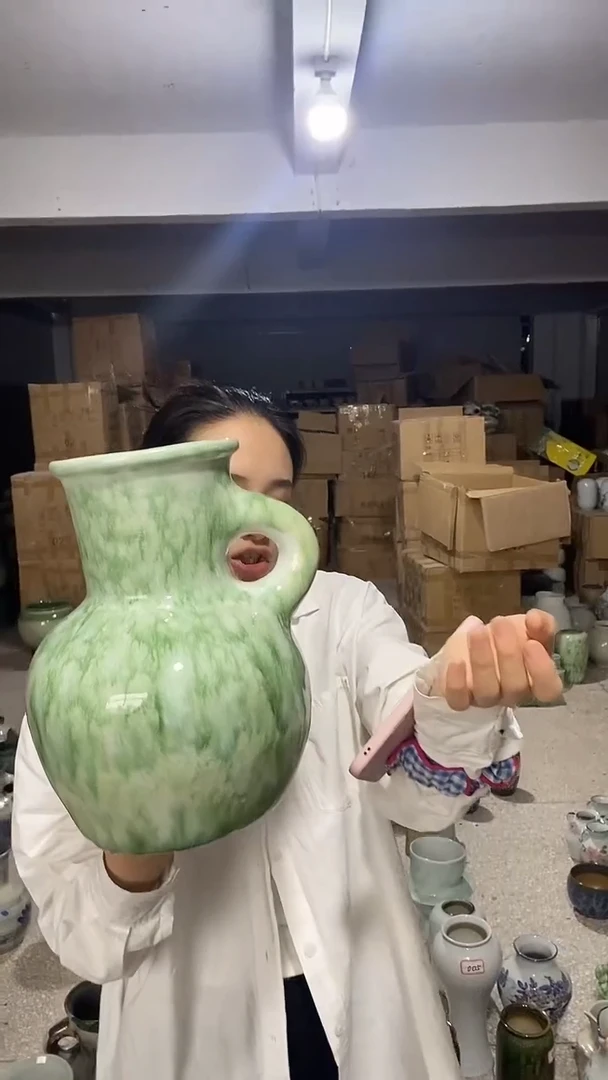 摆件景德镇高温陶瓷花盆口径*高度