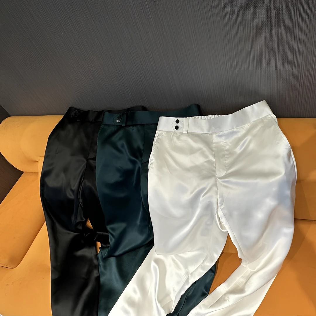 夏季醋酸手工私服裤子男士气质修身透气质感舒适西裤高定商务轻奢