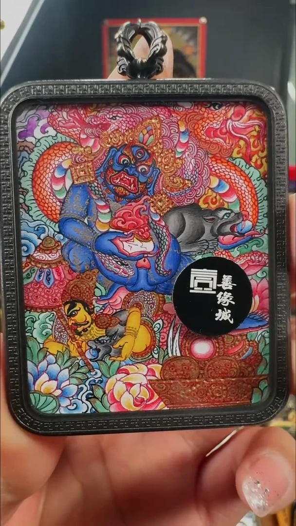 吊坠壹善缘城手绘唐卡黑C