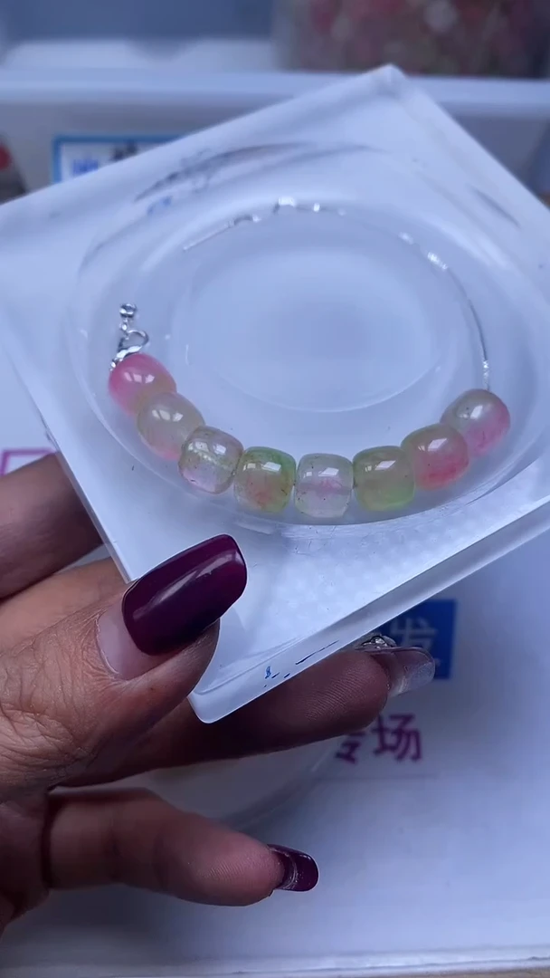 未镶嵌散珠玛瑙/玉髓E761 粉 盐 源老型9*10mm10个9.9元