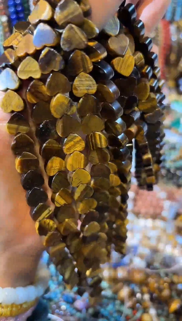 合金查罗石珠宝半成品虎眼爱心卡10一条