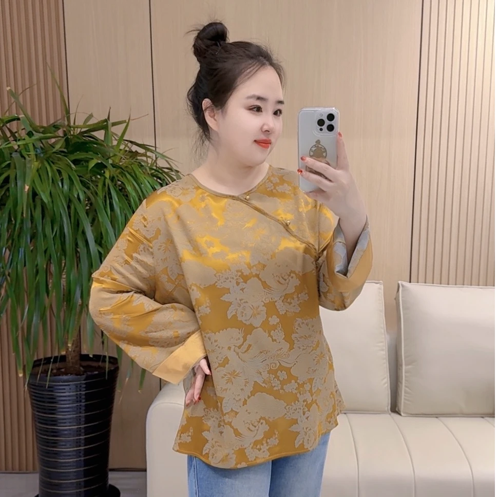 【聪姐推荐】9152新中式重工高端提花T恤衫（衣长65，胸围128）