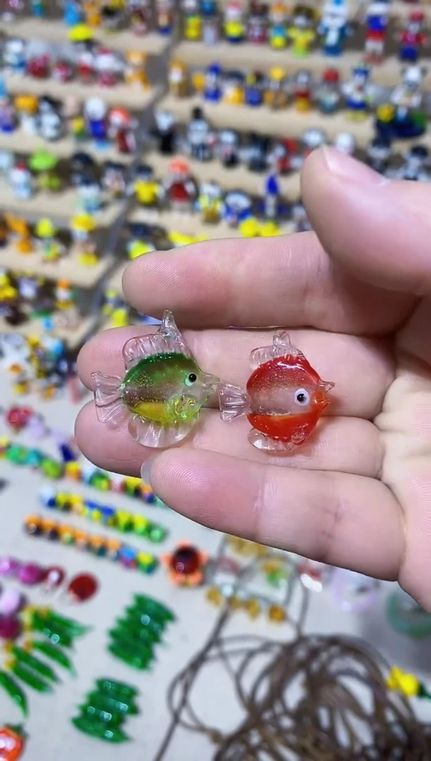 【闪购商品】琉璃手工艺品红绿鱼一对