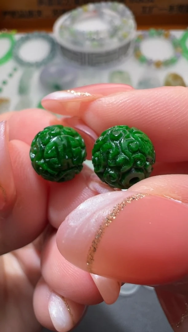 定制翡翠未镶嵌干青珠子（发货一件）