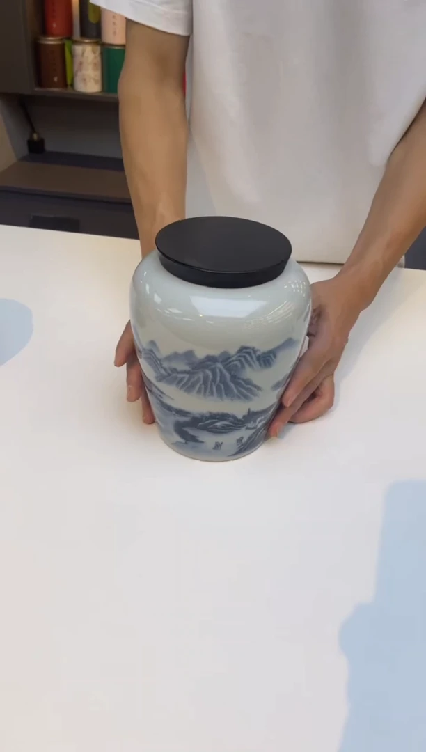 紫砂茶叶罐大号茶叶罐山水罐